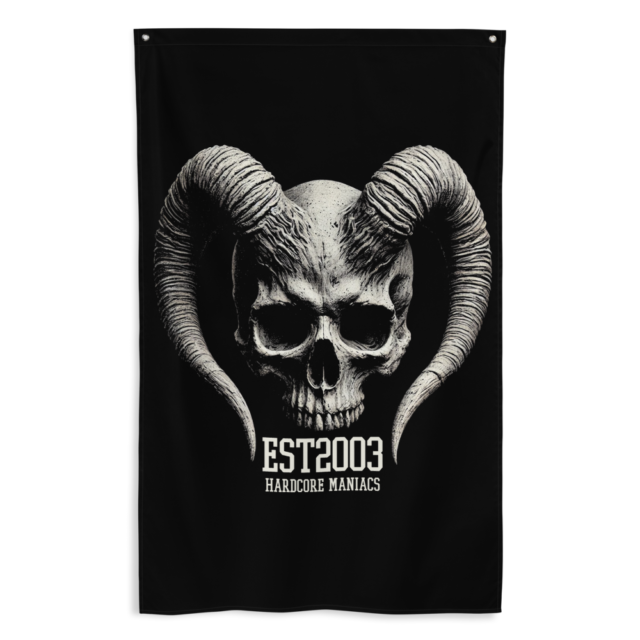 Hardcore Maniacs Horned Skull Flag