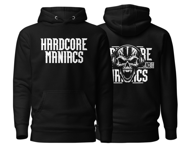 Hardcore Maniacs Skull Hoodie - Black