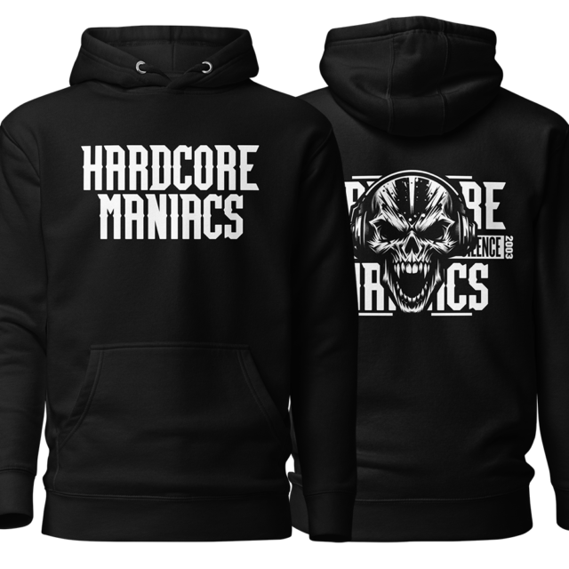 Hardcore Maniacs Skull Hoodie - Black