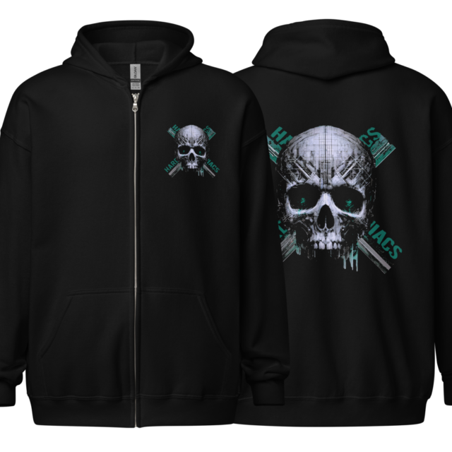 Hardcore Maniacs Skull Cross Zip Hoodie