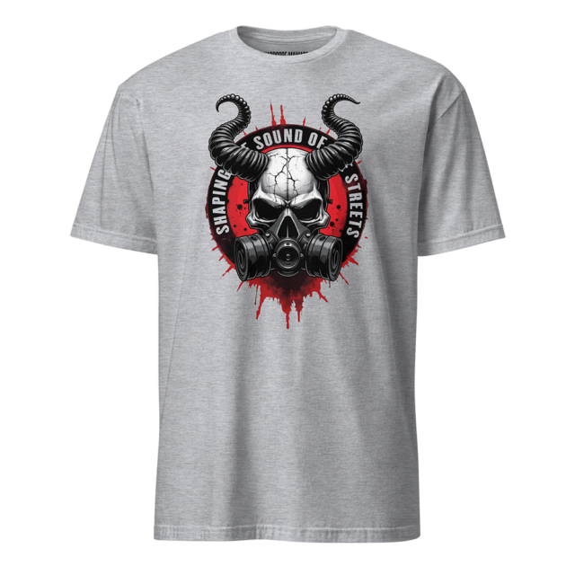 Hardcore Maniacs Gas Mask Skull Tee