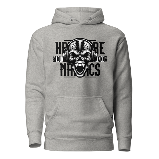 Hardcore Maniacs "Loud and Relentless" Skull Hoodie - Gray Edition