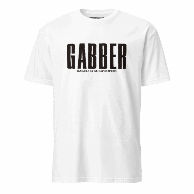GABBER “Raised by Subwoofers” Logo T-shirt (white)