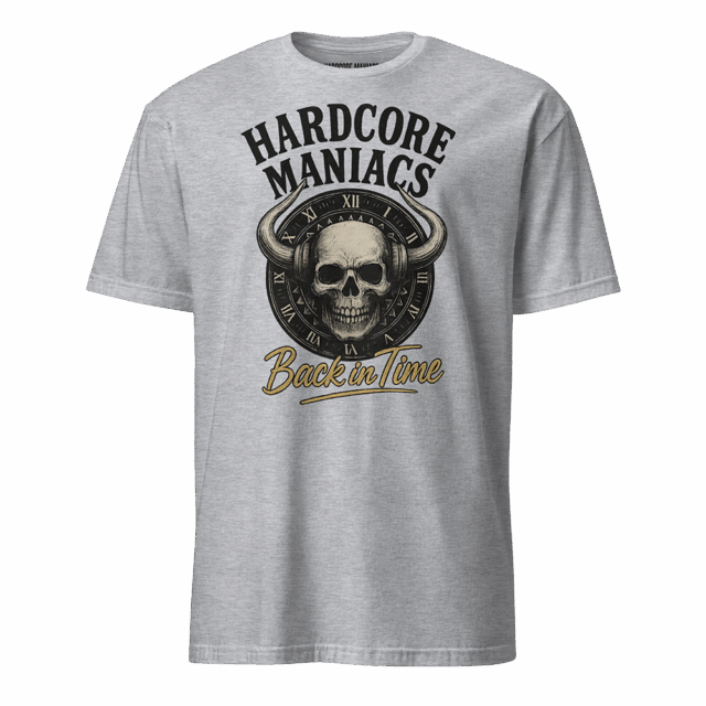 Hardcore Maniacs “Back in Time” T-shirt – Grey Edition [FREE SHIPPING to BE]