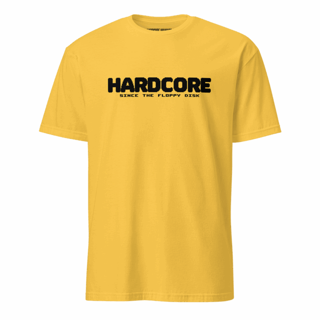 Hardcore Maniacs “Floppy Disk Era” T-shirt – Yellow Alert Edition