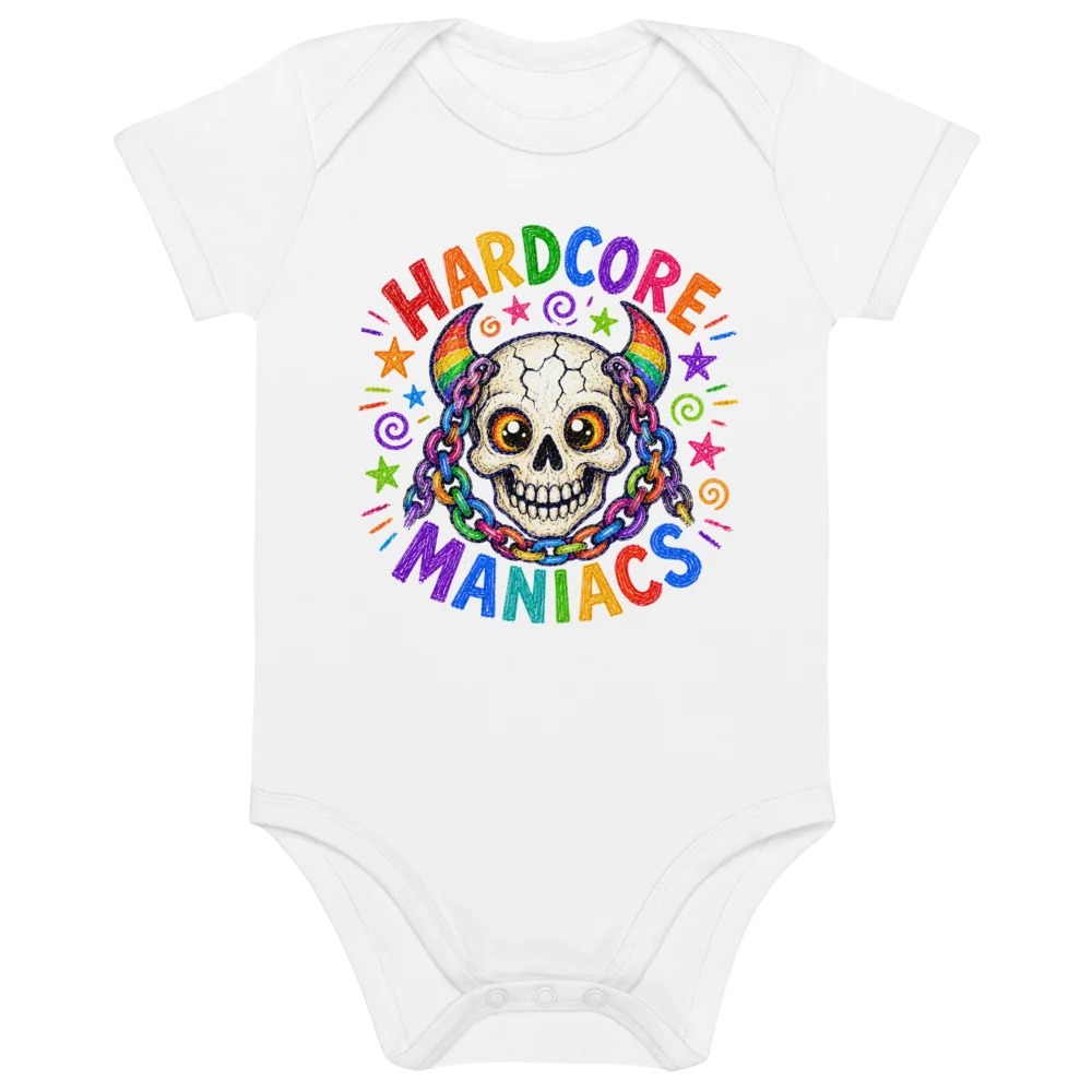 Hardcore Maniacs – Rainbow Skull Baby Bodysuit